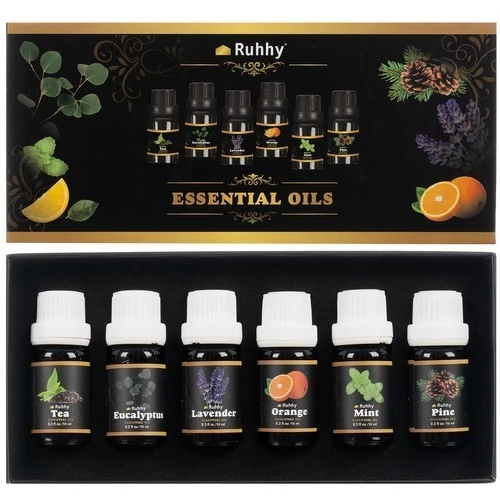 Ätherische Öle Set 6x10ml – Naturreine Aromatherapie Duftöle für Diffuser, Massage & Raumduft