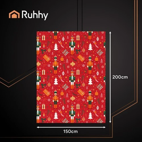 RUHHY Weihnachtsdecke 150x200 cm – Weiche Kuscheldecke in Rot, Doppelbett-Überwurf mit festlichem Motiv