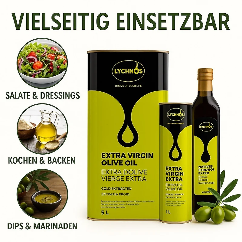 Lychnos Olivenöl Extra Nativ 5L Kaltgepresst aus Kreta Premium Qualität 🫒