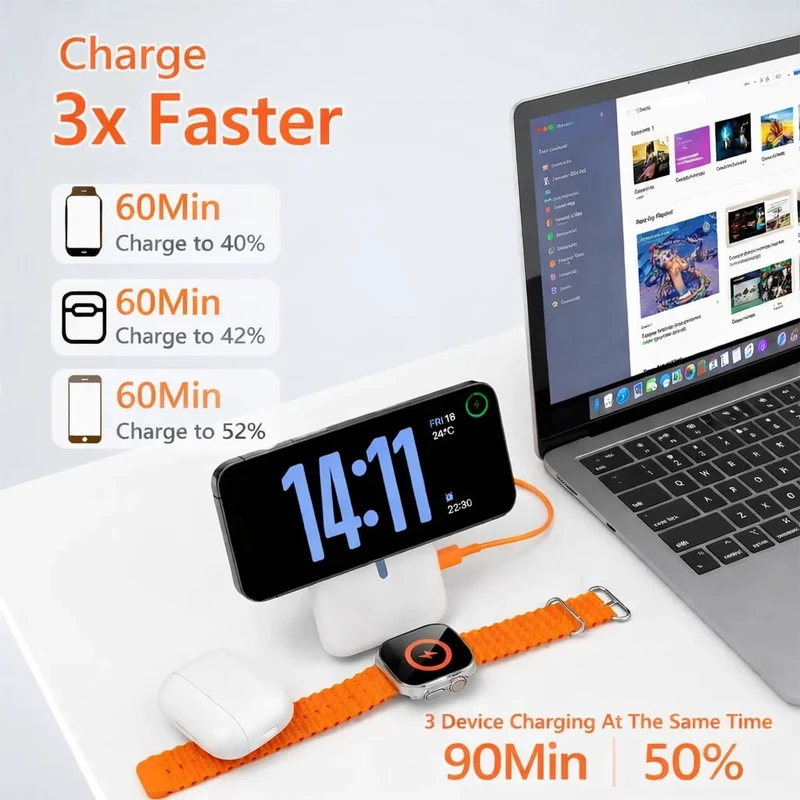 10000mAh Magnet Powerbank 20W PD Wireless MagSafe iPhone Apple Watch