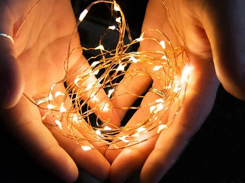 Lichterkette 100 LED Warmweiß 10m mit Batterien Drahtlichter Deko ✨