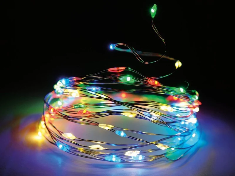 Draht Lichterkette 100 LED 10m Mehrfarbig mit Batterien Weihnachtsdeko 🎄