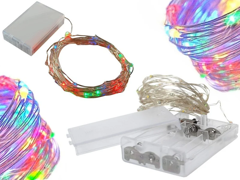 Draht Lichterkette 100 LED 10m Mehrfarbig mit Batterien Weihnachtsdeko 🎄