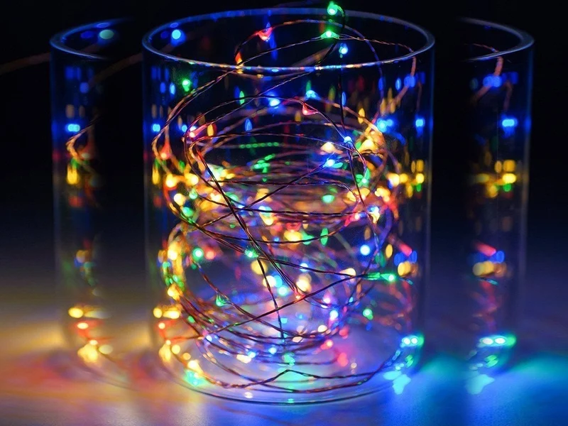 Draht Lichterkette 100 LED 10m Mehrfarbig mit Batterien Weihnachtsdeko 🎄