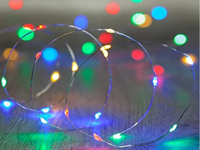 Draht Lichterkette 100 LED 10m Mehrfarbig mit Batterien Weihnachtsdeko 🎄