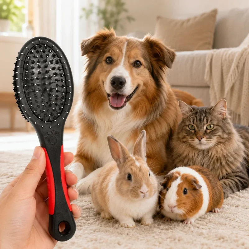 2-in-1 Haustierbürste für Hunde & Katzen – Doppelseitige Fellbürste mit Draht- und Nylonborsten für Langhaar & Kurzhaar