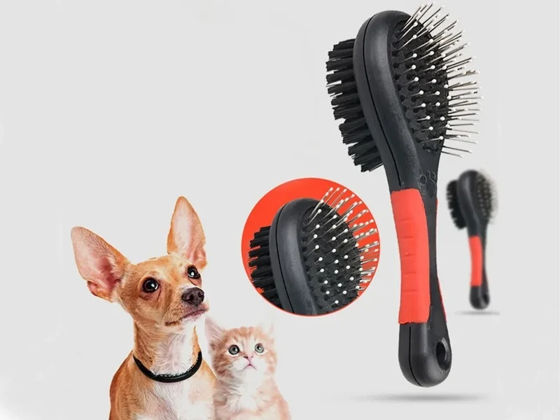 2-in-1 Haustierbürste für Hunde & Katzen – Doppelseitige Fellbürste mit Draht- und Nylonborsten für Langhaar & Kurzhaar
