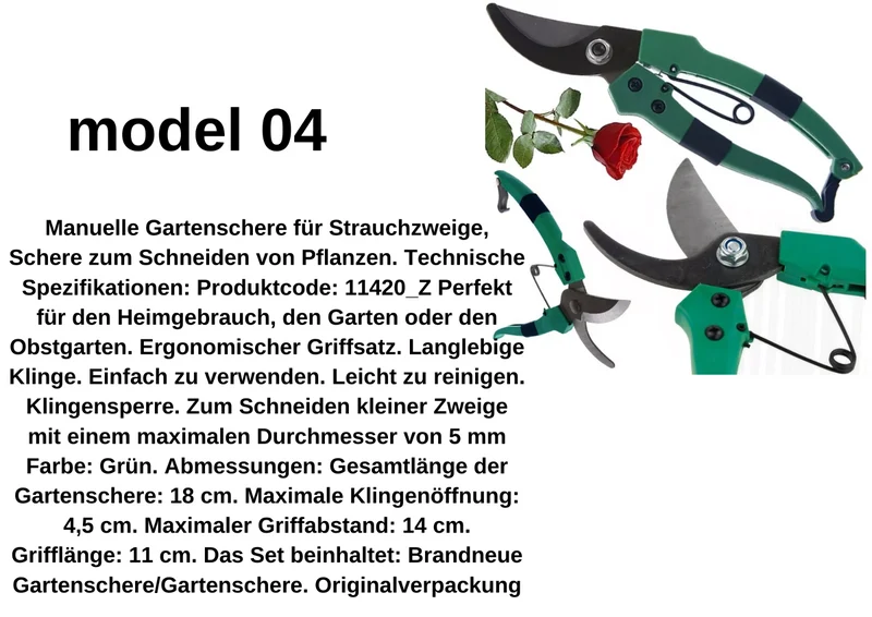 Gartenschere Handschere Pflanzenschere Strauchschere mit Sicherheitsverschluss 5907451356487