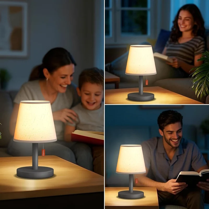 LED Nachttischlampe Modern 💡 Akku & USB Tischleuchte Schlafzimmer Büro