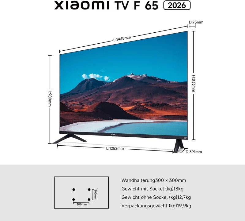 Xiaomi TV F 65 Zoll 4K UHD Smart TV mit Fire TV, HDR10, Alexa Sprachsteuerung, AirPlay, Triple Tuner und Game Boost Modus