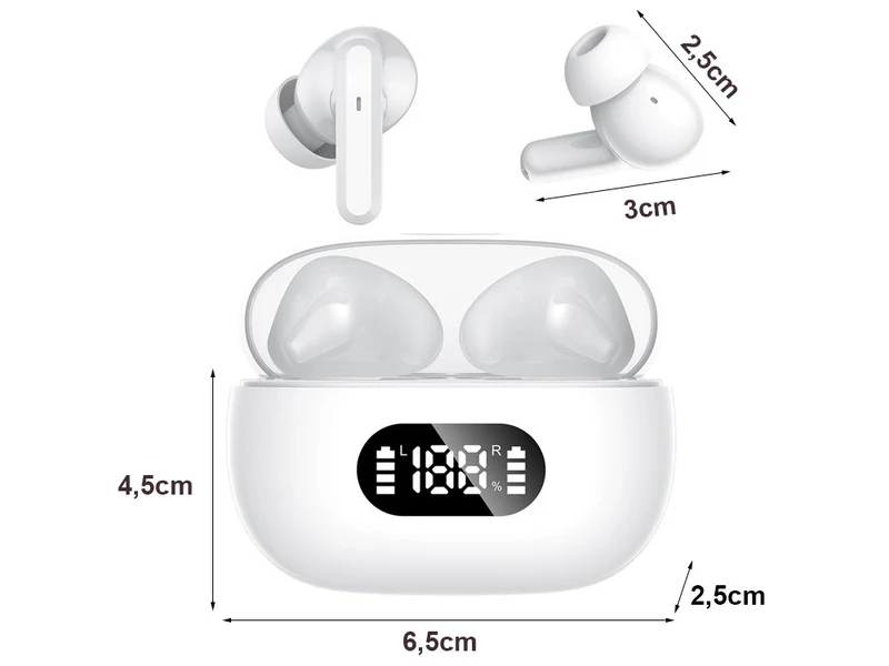 Bluetooth In Ear Kopfhörer TWS Kabellos mit LED Ladecase, Mikrofon und Touch Steuerung – Wireless Earbuds für Android, iOS und Windows
