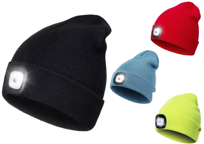 Wintermütze warme Strickmütze mit LED Licht aufladbar USB Beanie Portwest Mütze