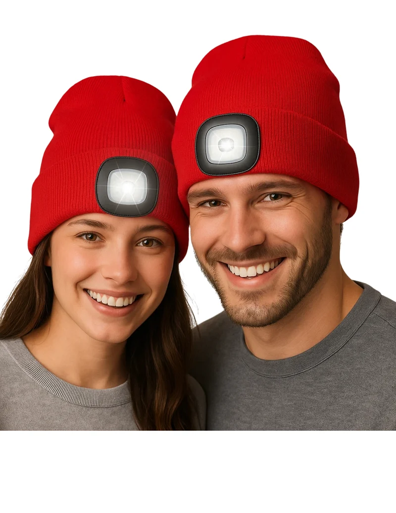 Wintermütze warme Strickmütze mit LED Licht aufladbar USB Beanie Portwest Mütze