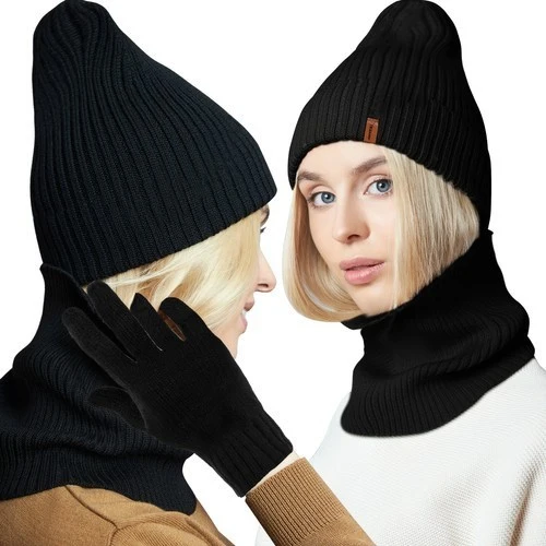 Damen Winterset 3-teilig ❄️ Mütze Schal Handschuhe Warm Acryl Universal