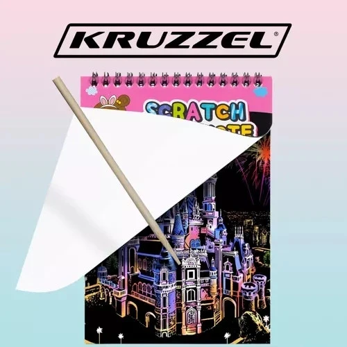 Kratzbuch Set 10 Blätter 20x14cm mit Holzstift Malen Farb Scratch Buch 🎨✨