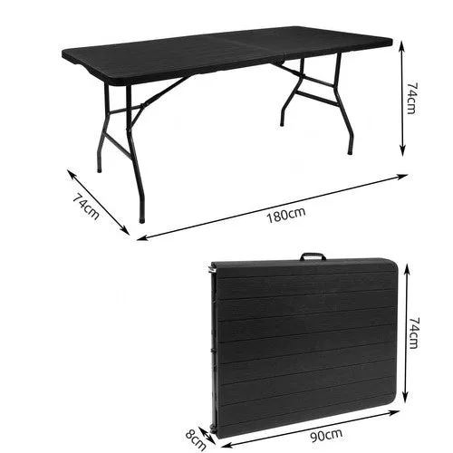 Klappbarer Gartentisch 180cm HDPE Koffertisch Campingtisch Partytisch Schwarz