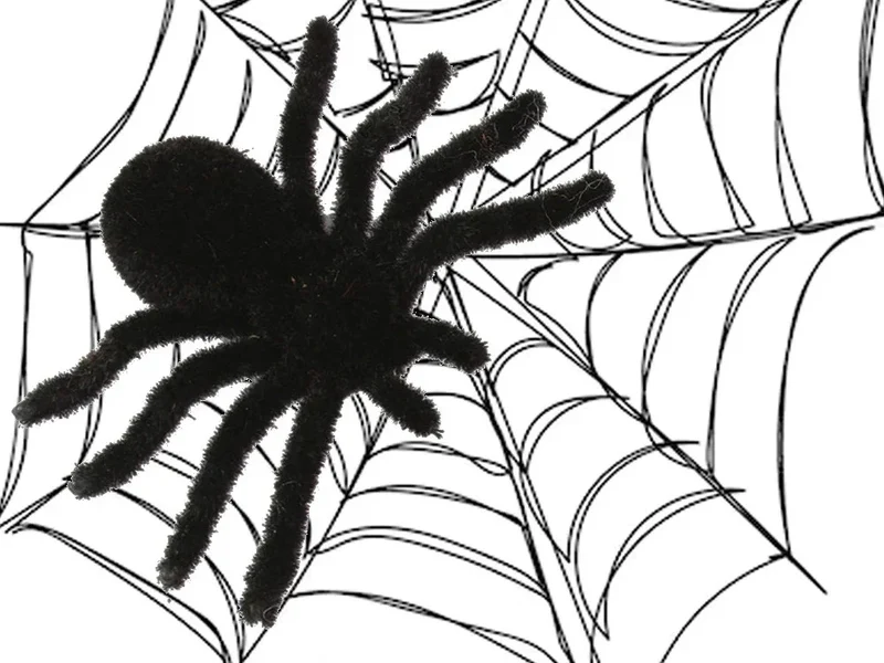 Halloween Spinnen Set 4 Stück – schwarze Deko-Spinnen 11 cm für Party, Haus & Garten