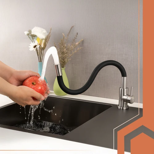 RUHHY Flexible Küchenspülarmatur 360° – Küchenarmatur mit flexiblem Auslauf und Luftsprudler