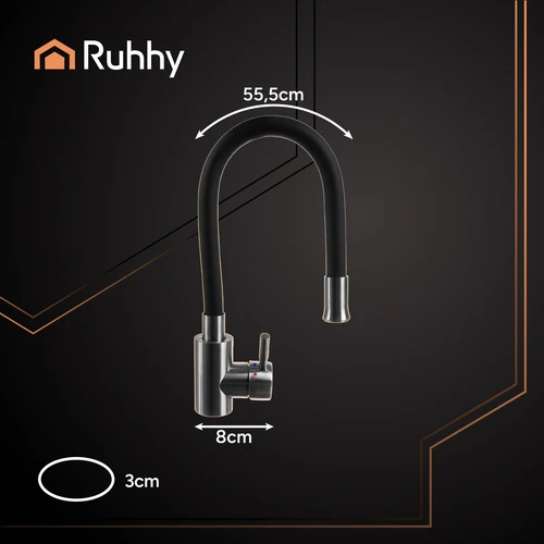 RUHHY Flexible Küchenspülarmatur 360° – Küchenarmatur mit flexiblem Auslauf und Luftsprudler