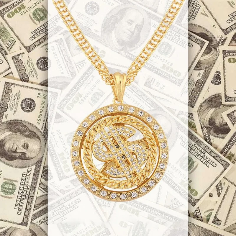 Dollar Halskette – Modischer Schmuck mit Dollarzeichen Anhänger für Party&Alltag