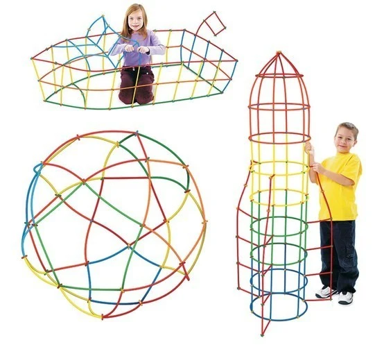 Konstruktionsspielzeug 408-tlg – Strohhalm Baukasten mit Verbindern | Kreatives Steckspiel für Kinder ab 3 Jahren