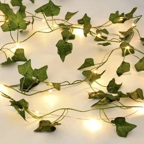Künstlicher Efeu 25m mit LED Beleuchtung–960 Blätter,12 Reben,realistische Deko