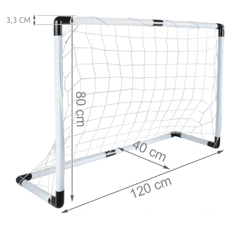 Kinder Fußballtor Set 120x80 cm mit Ball, Netz & Pumpe – Fußball Spielset für Kinder Garten Outdoor Training
