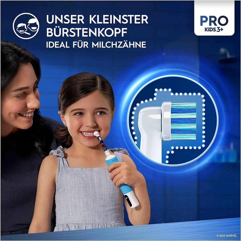 Oral-B Pro Kids Spiderman Elektrische Zahnbürste für Kinder ab 3 Jahren mit Sensitiv+ Modus & extra weichen Borsten