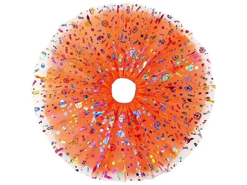 Halloween Kostüm Mädchen 🎃 Tutu Rock mit Kürbis Stirnband Schleife Glitzer 👻