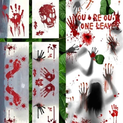 Halloween Fensterbilder 95 Stück Blut Aufkleber Deko Sticker Horror Party