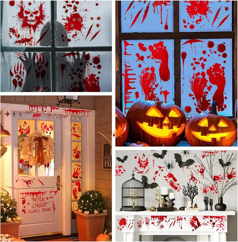 Halloween Fensterbilder 95 Stück Blut Aufkleber Deko Sticker Horror Party