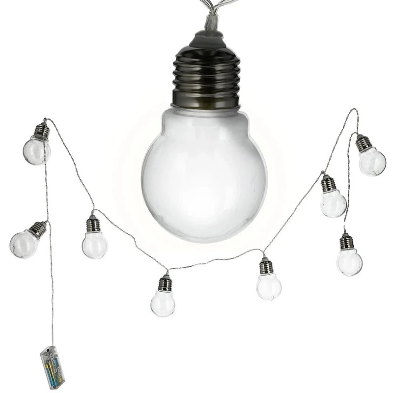LED Lichterkette 150cm Warmweiß 8 Kugeln Ø5cm Batterie Girlande Metall