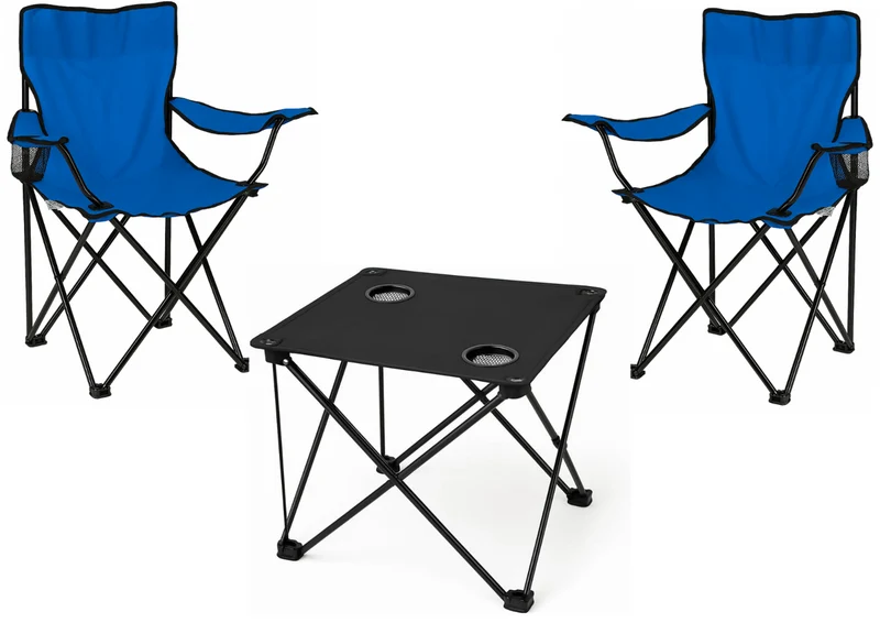 Trizand Camping Set 2x Klappstuhl Tisch faltbar Angelstuhl Outdoor mit Getränkehalter&Taschen