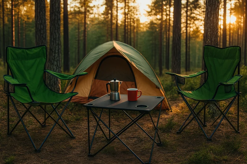 Trizand Camping Set 2x Klappstuhl Tisch faltbar Angelstuhl Outdoor mit Getränkehalter&Taschen