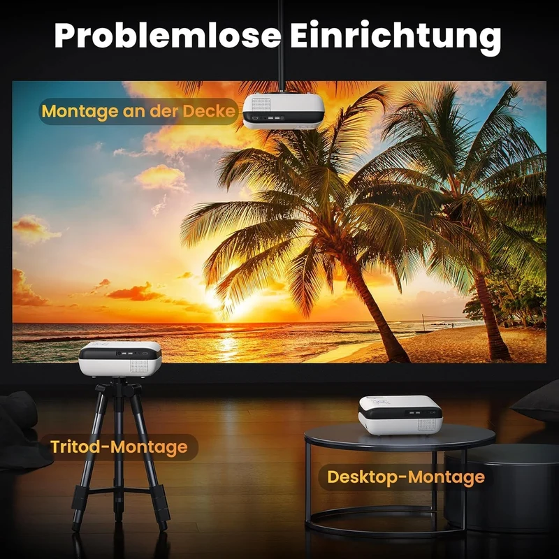 Full HD 1080P Beamer 4K Bluetooth Heimkino Mini Projektor 9500 Lumen