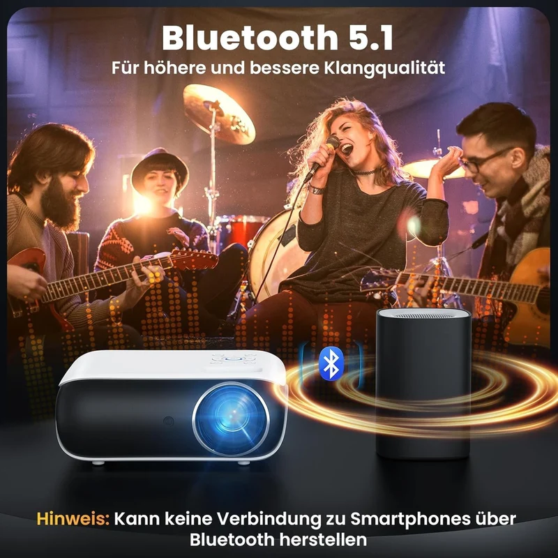 Full HD 1080P Beamer 4K Bluetooth Heimkino Mini Projektor 9500 Lumen
