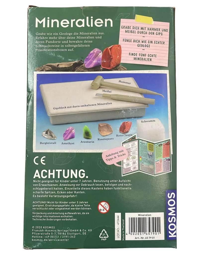 KOSMOS 657901 Mineralien Ausgrabungs-Set Hammer Meißel Geologie Kinder