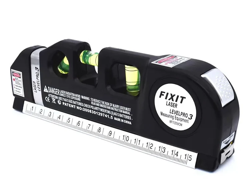 Laser Wasserwaage 3in1 mit 2,5m Maßband und USB-Aufladung – Präzises Nivelliergerät