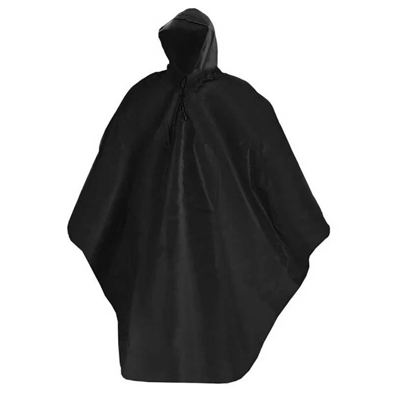 Wasserdichter Regenponcho mit Kapuze & Visier für Outdoor & Festival - Schwarz