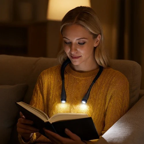 LED Halslampe Leselampe USB C wiederaufladbar flexibel 3 Lichtmodi