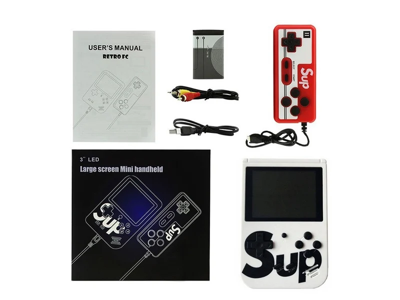 Retro Handheld Spielkonsole – Mini 3.0" LCD, 400 Klassiker Spiele, TV-Ausgang & 2-Spieler-Pad