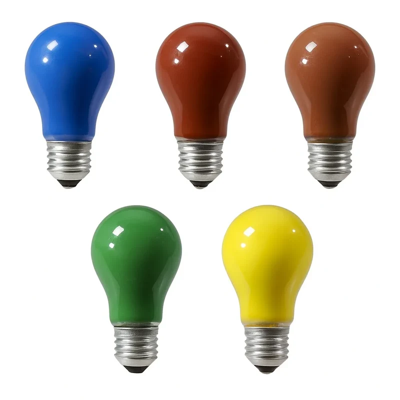 100er Set farbige Glühbirnen E27 25W – dimmbare Party Glühlampen für Lichterketten, je 20x Rot, Gelb, Grün, Blau & Orange