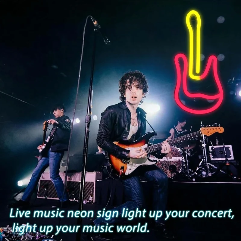 Musik Neon Sign Gitar LED Wandlicht USB/Batterie Neon Deko Lampe Rot/Gelb