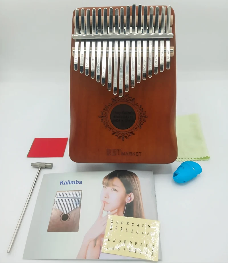 Kalimba 17 Tasten Daumenklavier Fingerpiano aus Holz mit Tragetasche & Notenheft