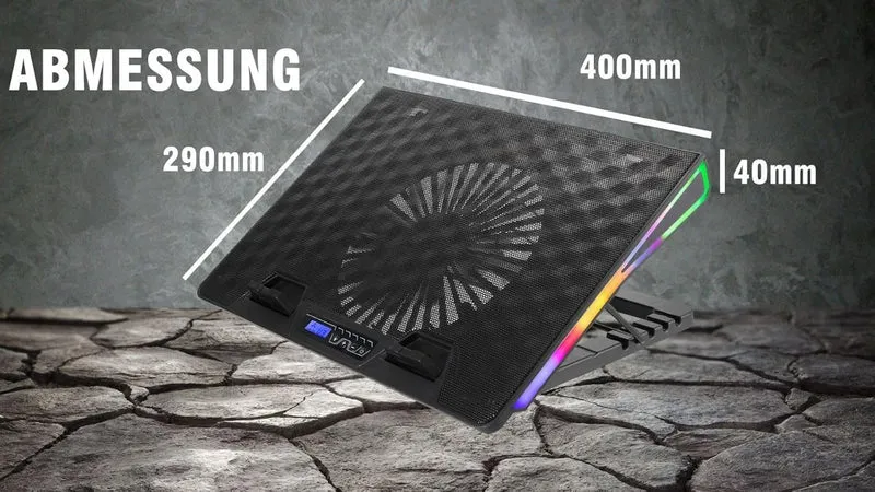 Gaming Laptop Kühler RGB 17,3" Kühlpad LCD Display 5 Höhen Notebook