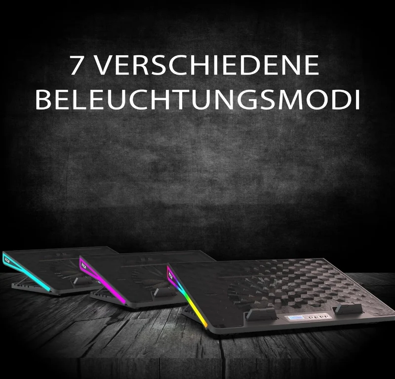 Gaming Laptop Kühler RGB 17,3" Kühlpad LCD Display 5 Höhen Notebook