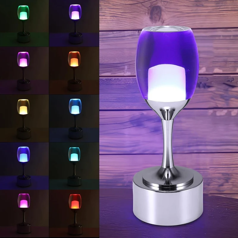LED Nachttischlampe Kabellos Acryl USB Lade Tischlampe 7 Farben Deko
