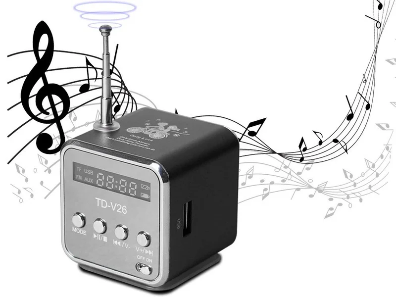 Mini Bluetooth Lautsprecher Tragbarer – FM Radio, USB, AUX, microSD & LED Display (Zufallsfarbe)