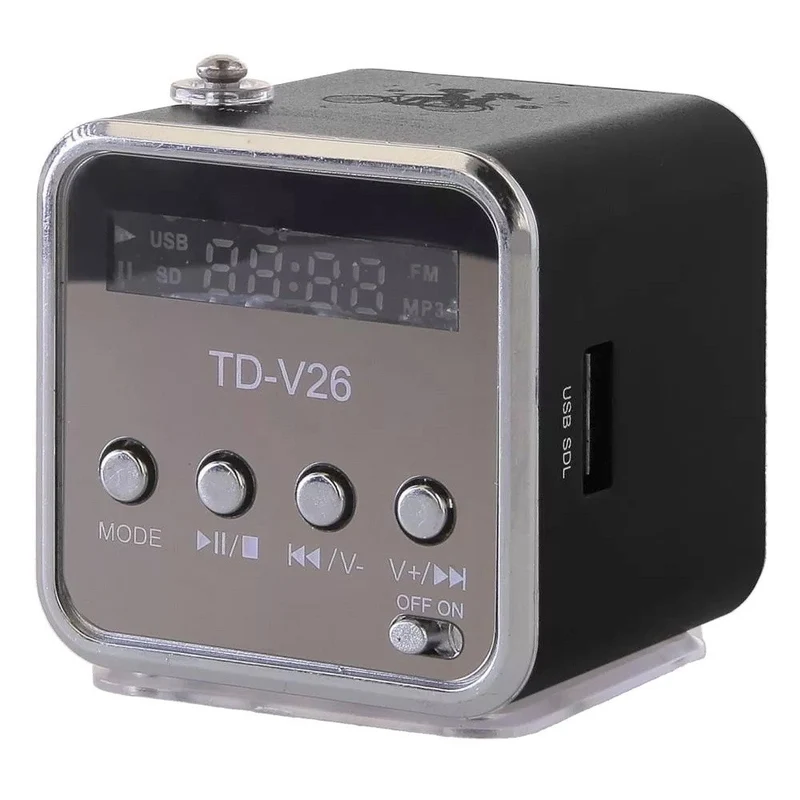 Mini Bluetooth Lautsprecher Tragbarer – FM Radio, USB, AUX, microSD & LED Display (Zufallsfarbe)