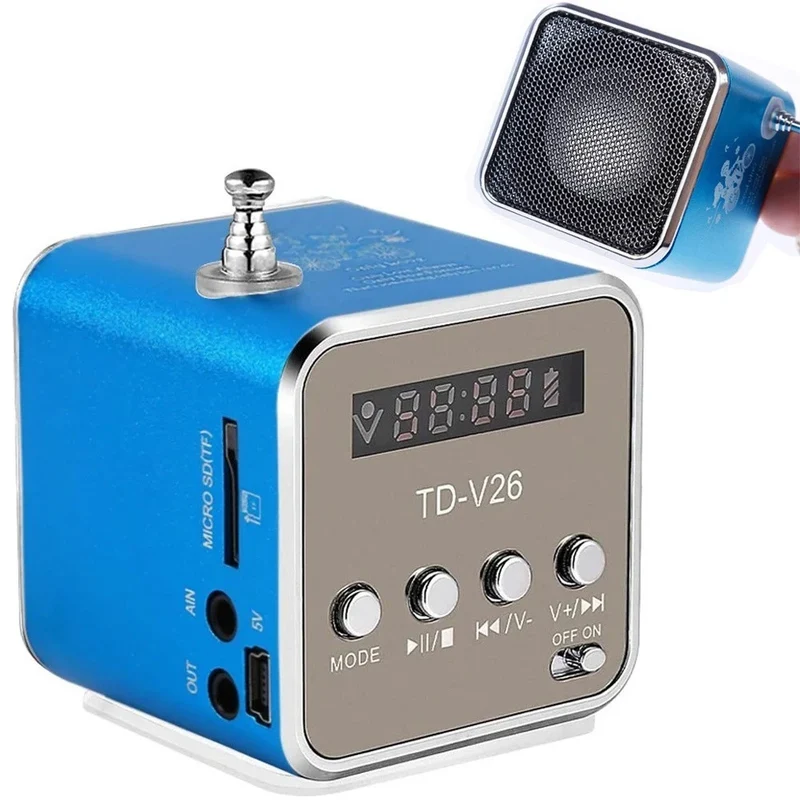 Mini Bluetooth Lautsprecher Tragbarer – FM Radio, USB, AUX, microSD & LED Display (Zufallsfarbe)